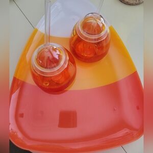 Celebrate Together Candy Corn Serve Tray W/ Matching Candy Corn Acrylic Tumblers